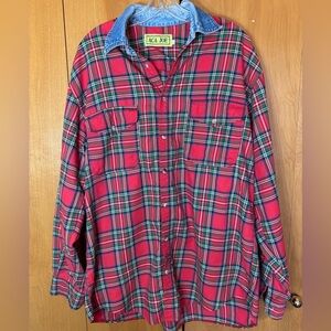 Men’s Vintage ACA Joe Tartan Plaid Button Down Size Large